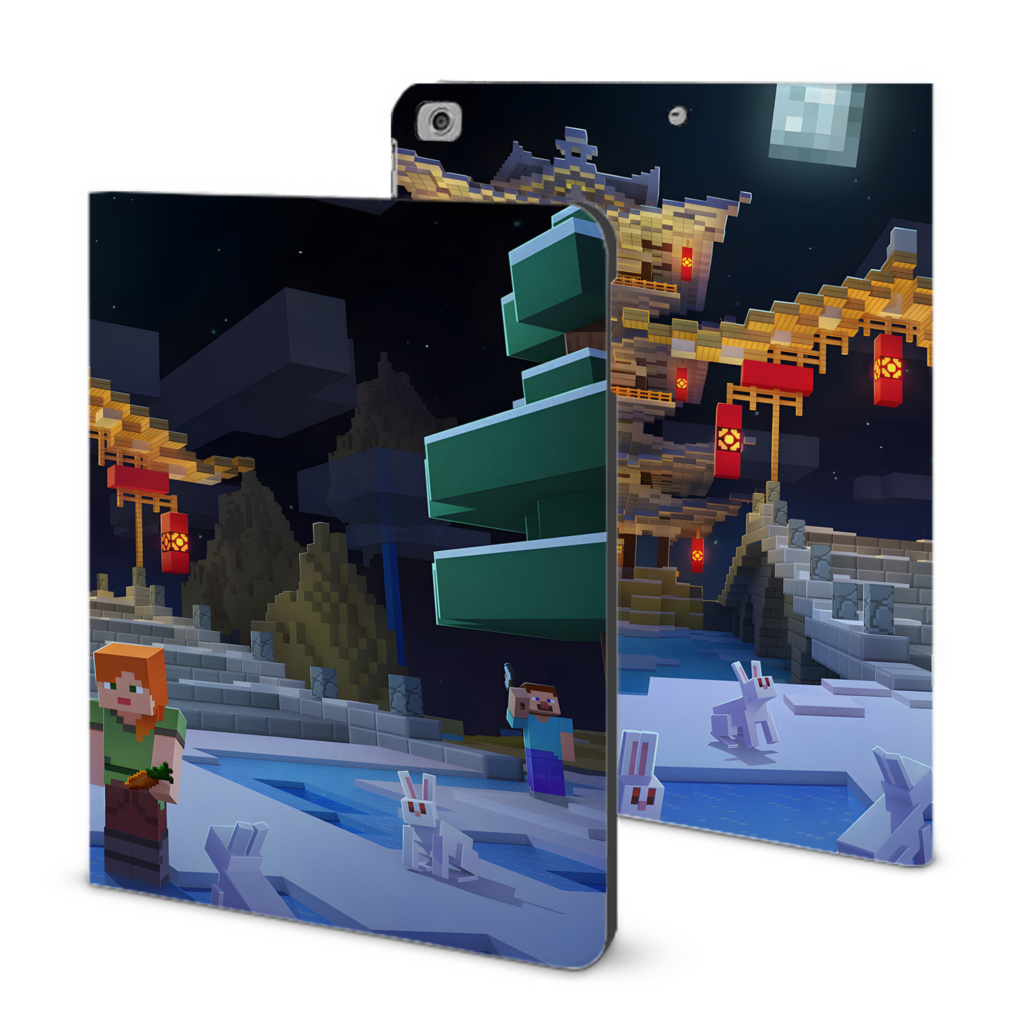 （画像用） マインクラフト ブロックの世界 Minecraft MC Block world IPad ケース ブック型 PUレザー TPU 耐衝撃 軽量 薄型 ペン収納なし 全面保護 IPad 各モデル対応